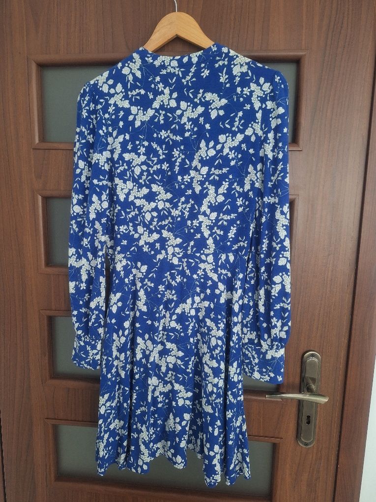 Sukienka niebieska w kwiaty r. 36, 100% wiskoza
