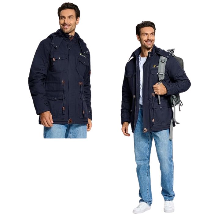 Męska granatowa parka ocieplana M