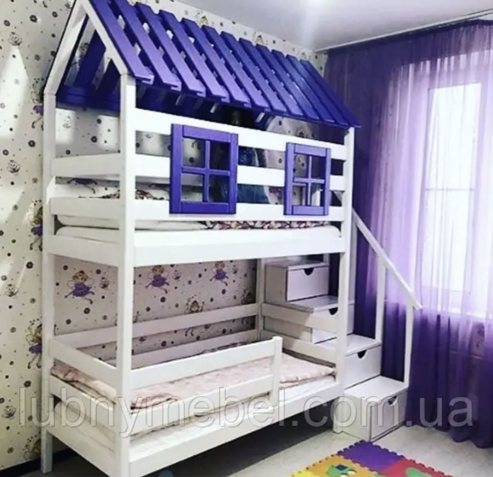 Двоярусне дерев'яне ліжко Галактика (кровать двухъярусная)