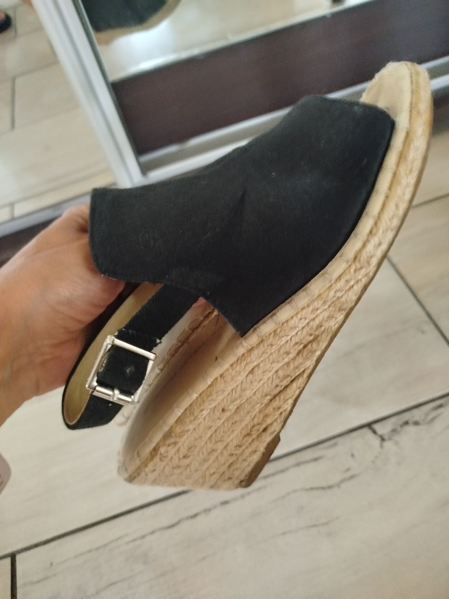 Espadryle na koturnie Diverse r.38 czarne 24,5cm