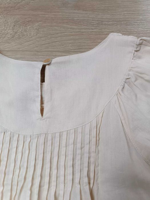 Beżowa rozkloszowana bluzka bawełna koronka 'Pomp de Lux' 140