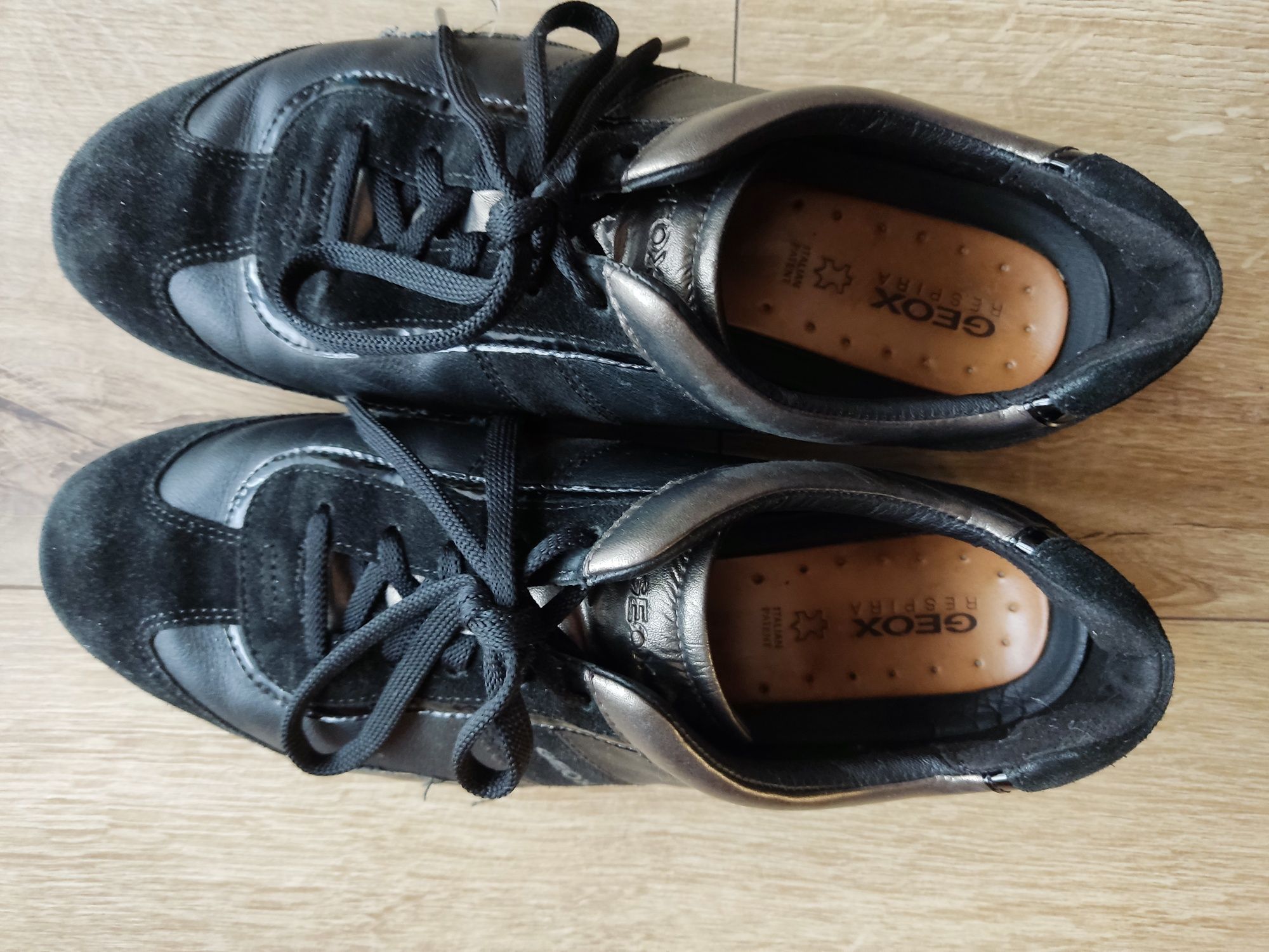 Geox 41 czarne sneakersy adidasy półbuty skórzane skóra sportowe