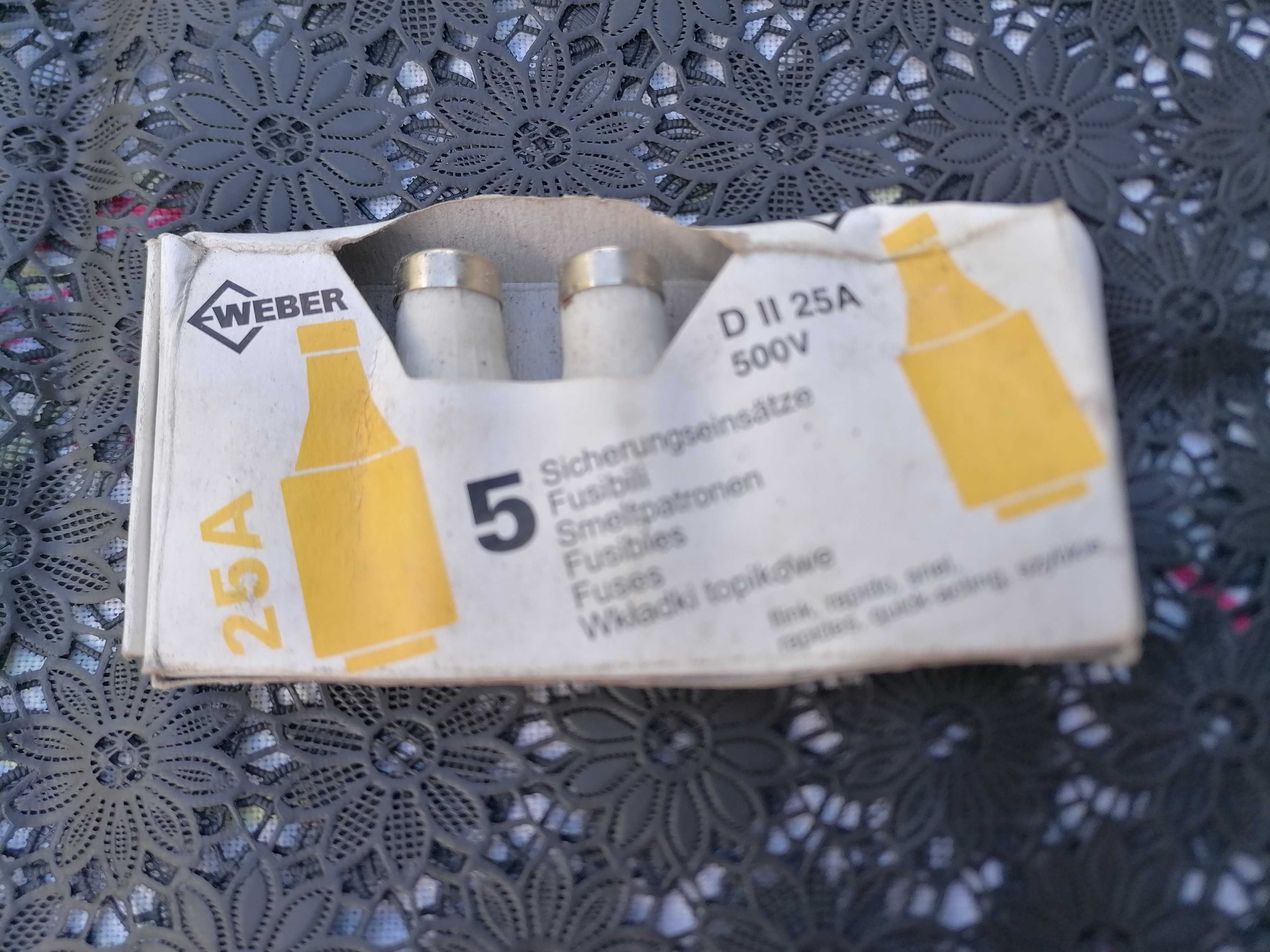BEZPIECZNIK 25A 500V,wkładka topikowa.WEBER.Sztuk 5