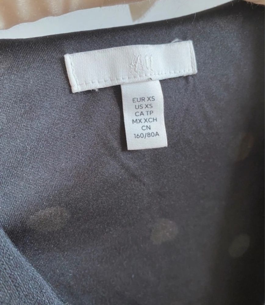 Czarna sukienka w białe groszki 34 H&M na komunię zakończenie roku