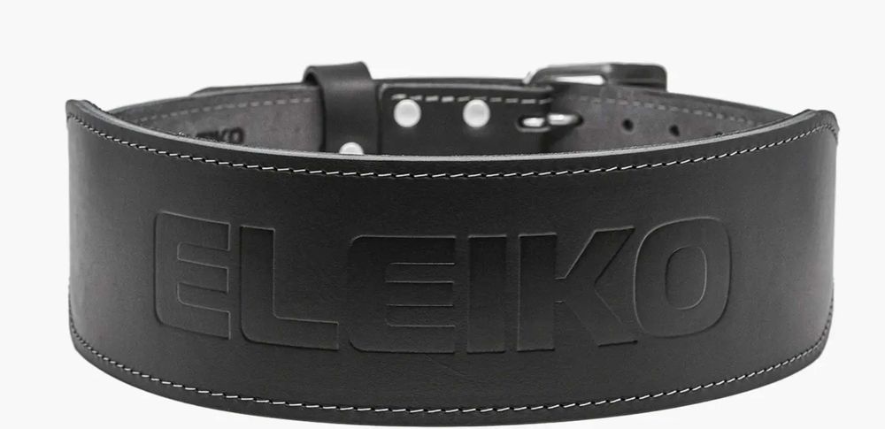 ELEIKO Pas skórzany do podnoszenia ciężarów, czarny, XL