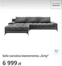 Szara sofa  narożna szara