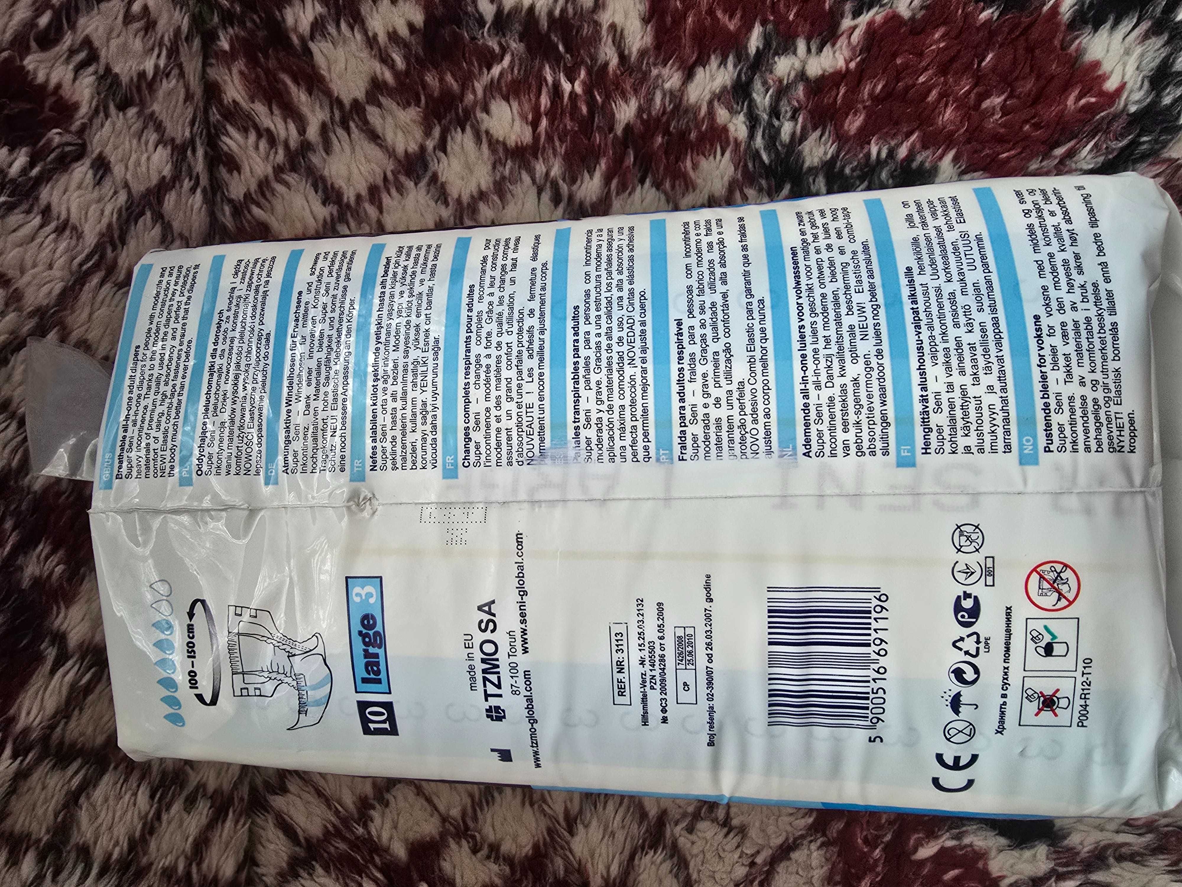 Pieluchomajtki Super SENI rozmiar 3 Large 10szt.