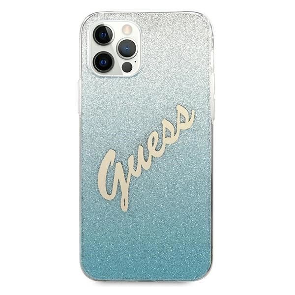 Etui Guess Glitter Gradient Script Na Iphone 12 Pro Max - Niebieskie