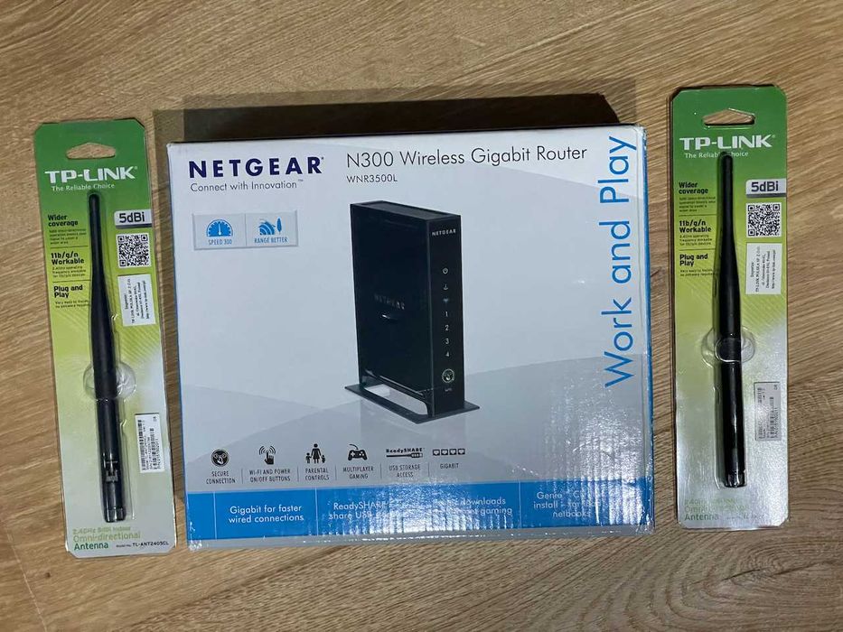 Router Netgear WNR3500Lv2 z dodatkowymi antenami
