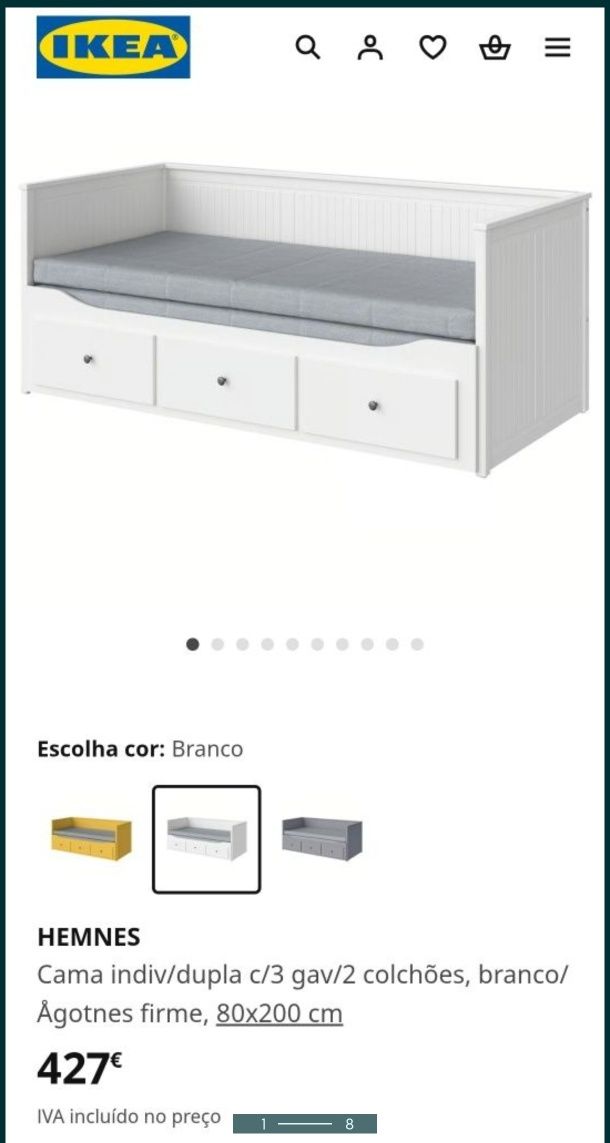 Cama individual / casal / sofá Hemnes - Ikea
