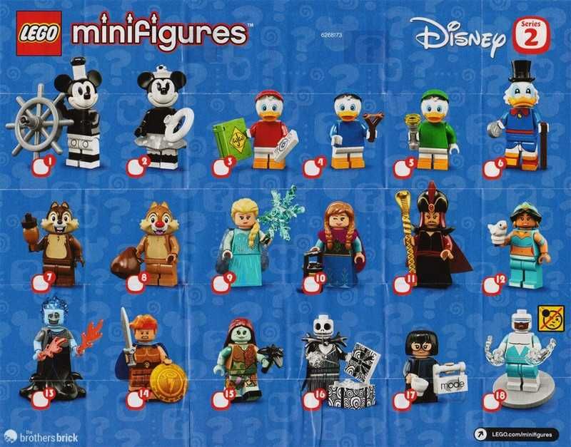 LEGO Minifigure, Disney, Series 2 , 18 figuras  completas Novas