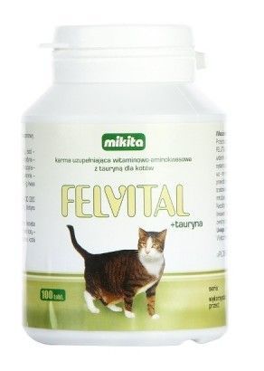 Tabletki z witaminami i tauryną na kondycję dla kota - Felvital 100szt