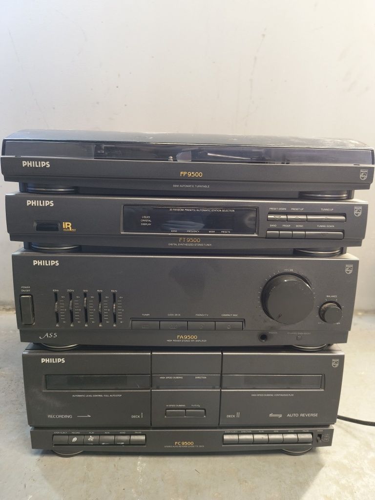 Wieża , radio, gramofon, kasety Philips głośniki Sony