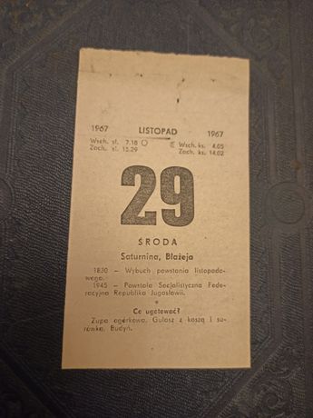 Kartka z kalendarza 29 XI 1967