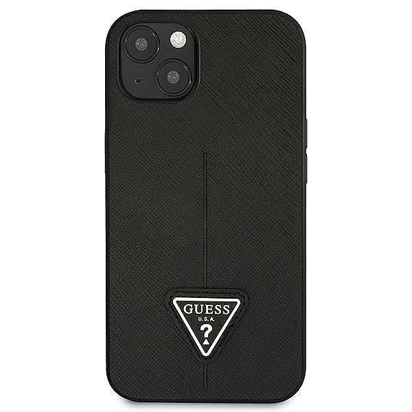 Etui Guess Saffiano Triangle Logo na iPhone 13 mini - czarne