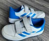 Buty sportowe Adidas r.32 na rzepy biało  niebieskie