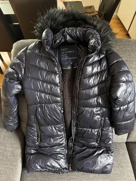 Ciepła, długa kurtka Next 11 lat 140/146