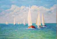 "Яхты и море" картина парус живопись масло холст подарок пейзаж