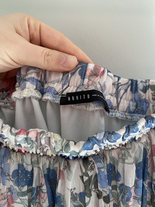 Szyfonowa/ tiulowa letnia mini spódniczka w kwiaty Mohito