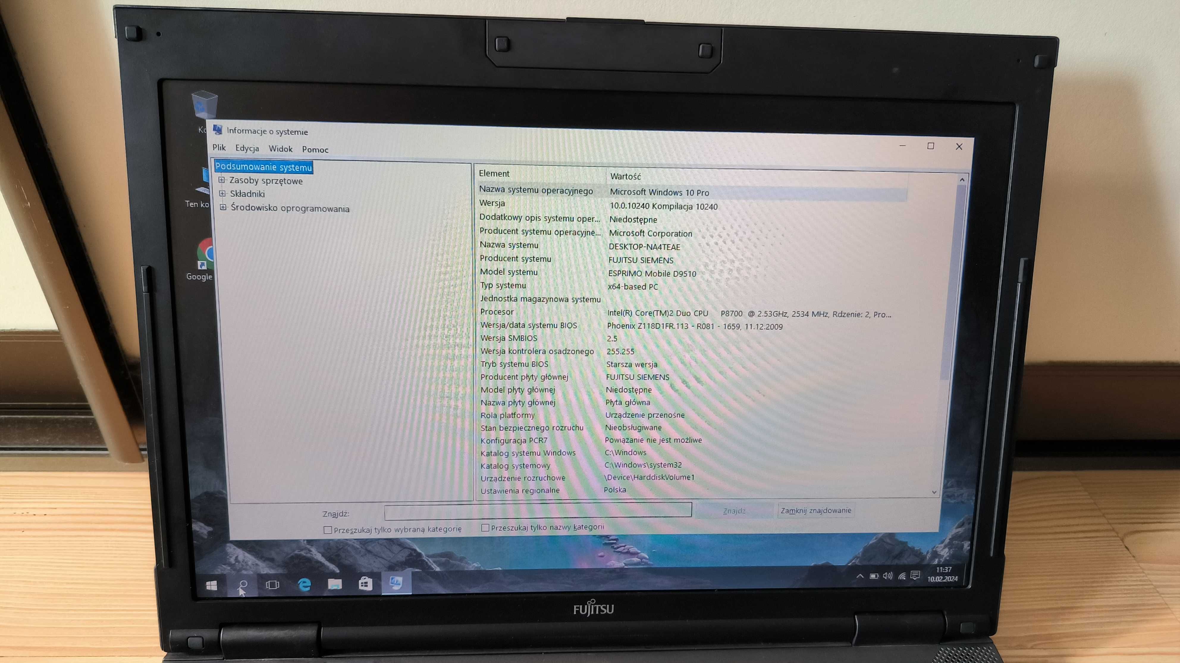 Laptop 15,4" Fujitsu D9510 2x2,5GHz, 4 GB RAM, 250 GB HDD