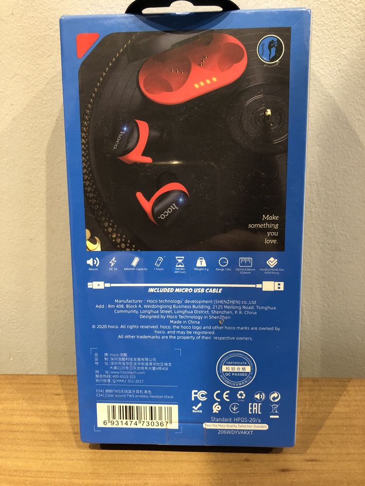 HOCO ES41 TWS Bluetooth 5.0 słuchawki 3D Stereo Sport