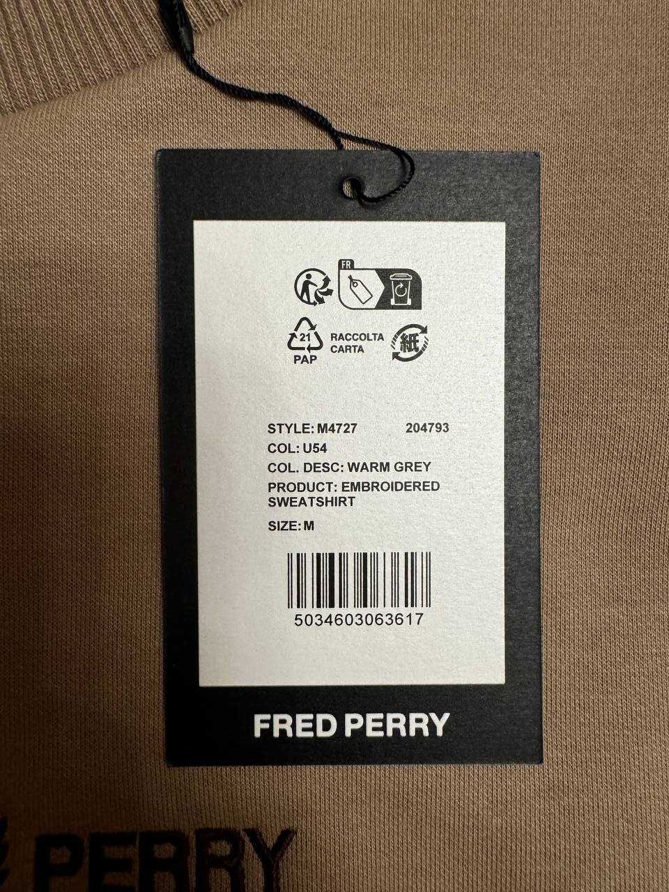 Новий оригінальний світшот Fred Perry Розмір - S