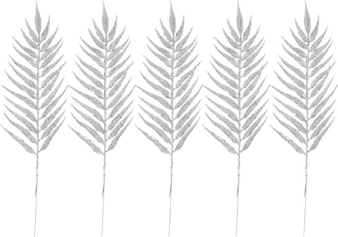 SAFIGLE 5 Sztucznych Błyszczących Liści Ozdoba na Stół Choinkę Kominek