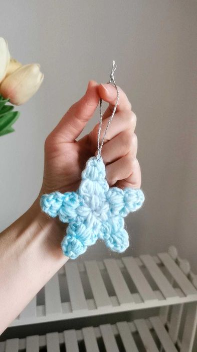 Płatek śniegu na szydełku, ozdoba świąteczna na choinkę handmade