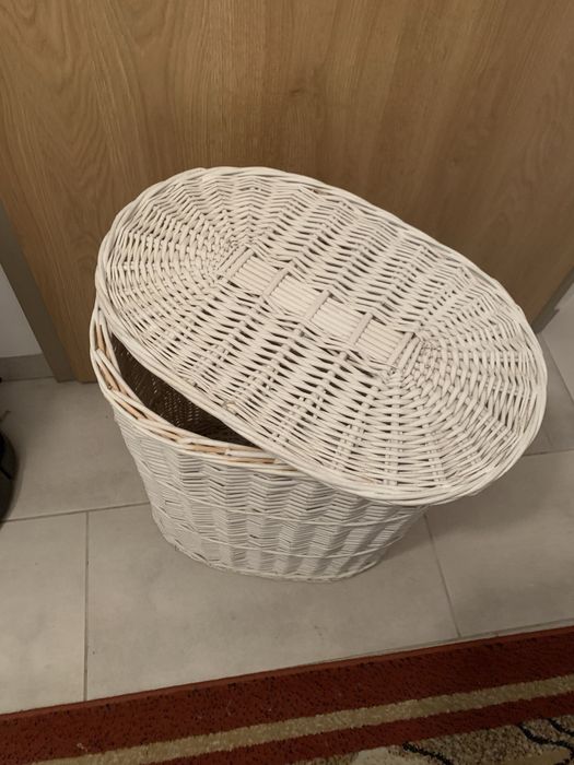 Kosz wiklinowy bielony na pranie, zabawki lub inne rzeczy