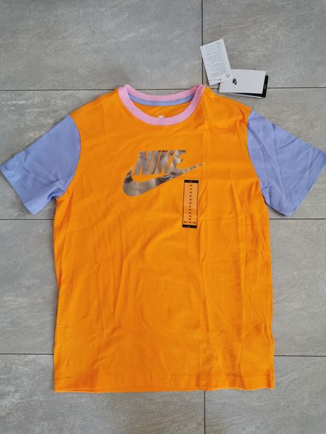 Nowa NIKE koszulka T-shirt dziewczęcy pomarańczowy Orange 158 164