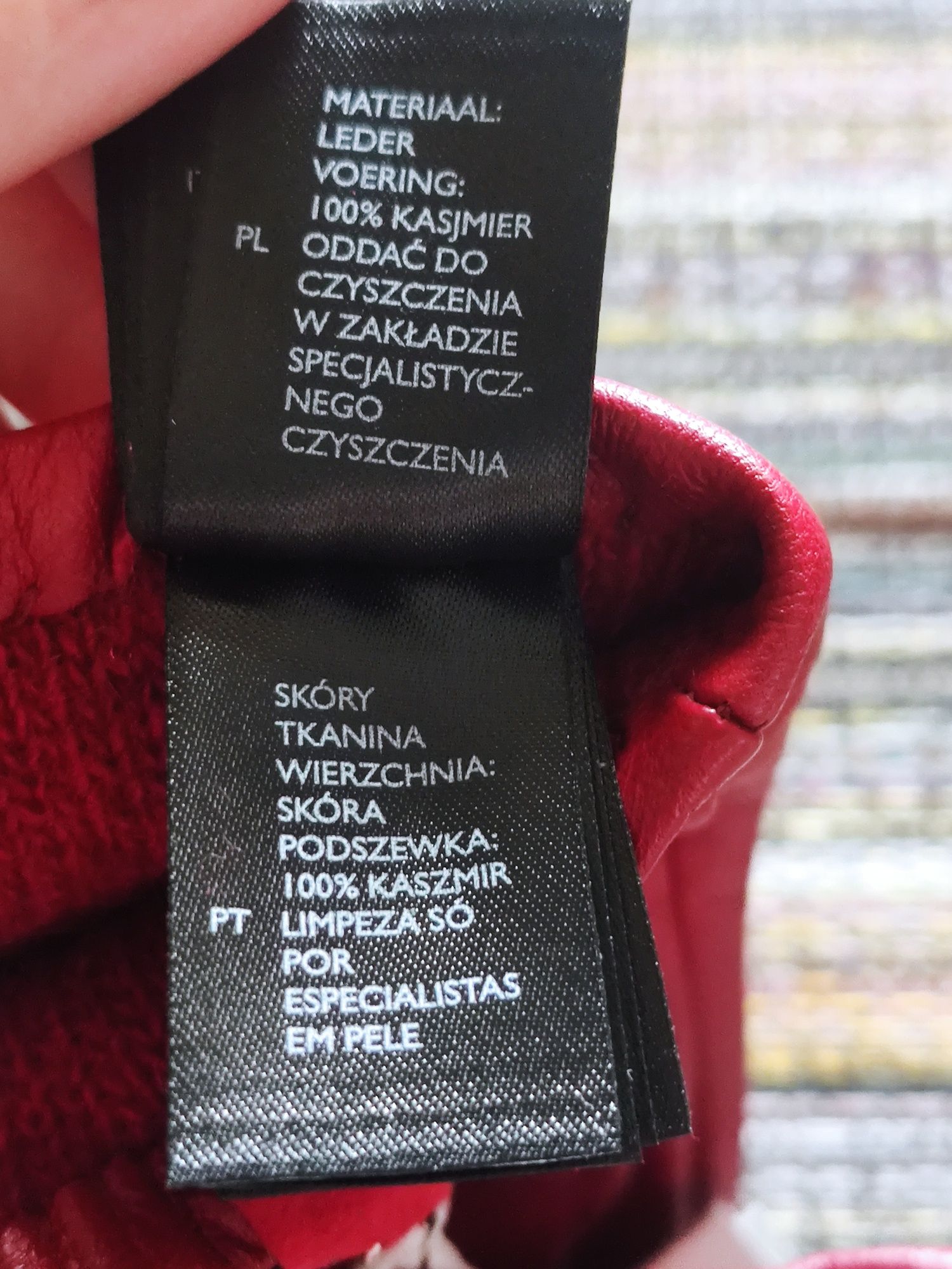 Nowe skórzane rękawiczki damskie COS  H&M r.S zameczki bordo