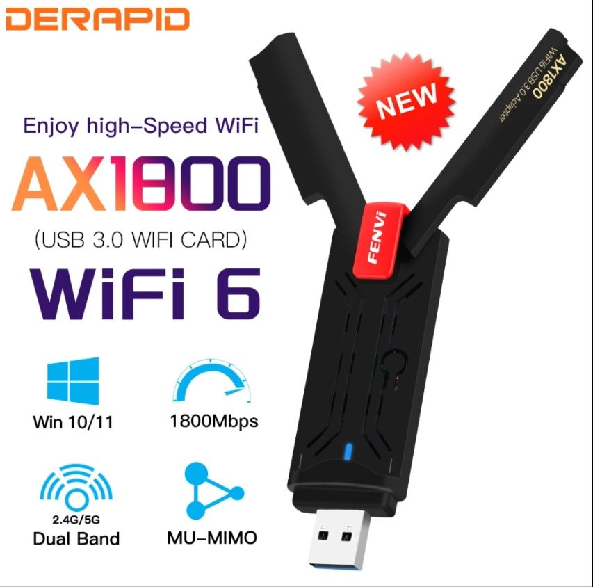 Wi-Fi адаптер Fenvi AX1800 Derapid 1300M Usb 3.0 2,4\5 Ггц