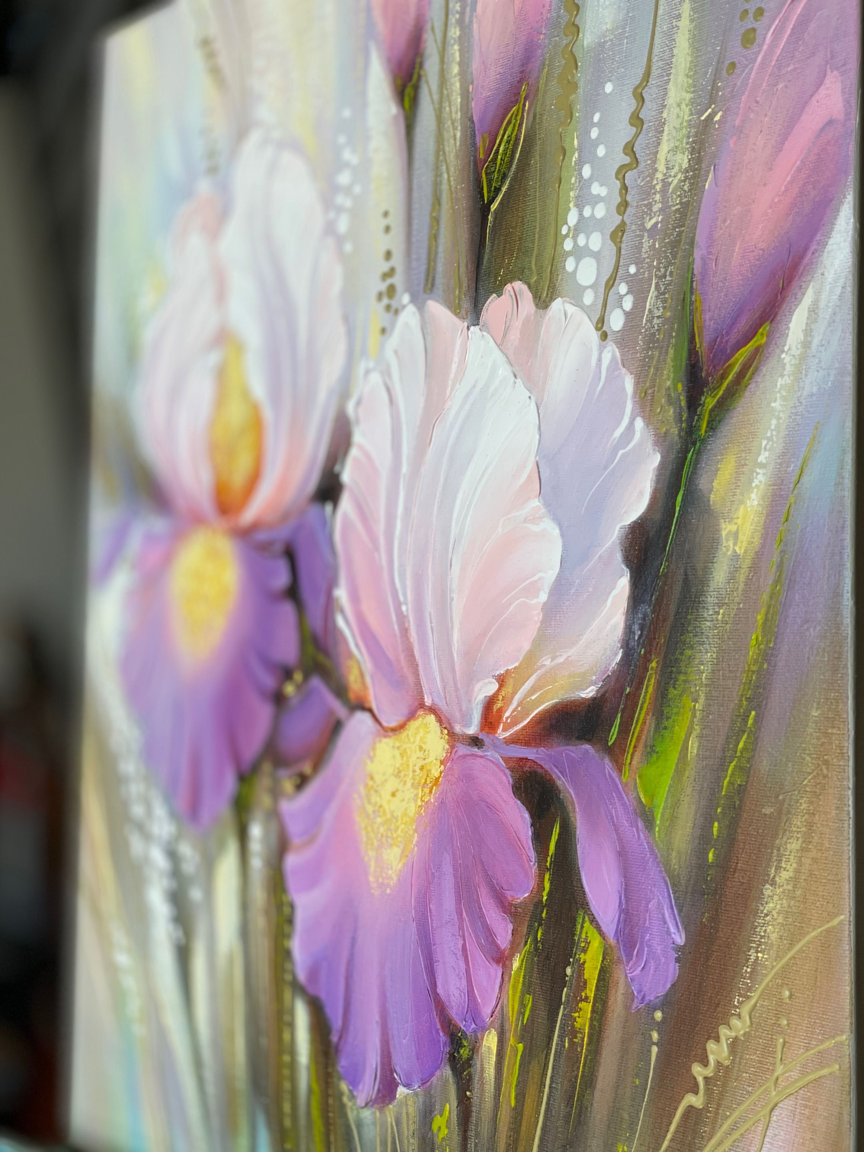 Картина квіти «Ірис» 60х50 пейзаж, декор в інтер’єр, подарунок