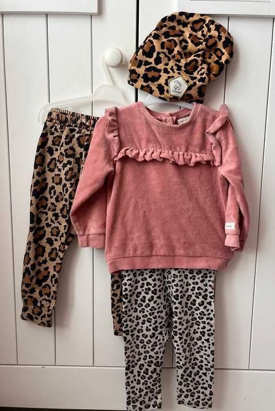 Komplet Hey Popinjay spodnie baggy 80/86 print animal na jesień Gepard