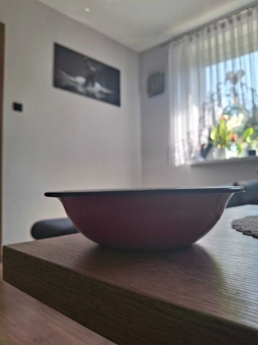 Czerwona miska emaliowana PRL 20cm