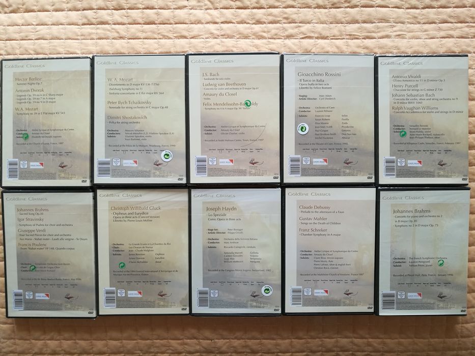Goldline Classics - colecção de 10 DVDs de música clássica NOVOS