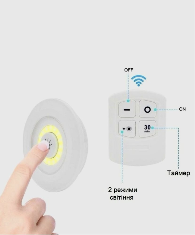 Комплект бездротових LED  світильників з пультом керування 4 шт.