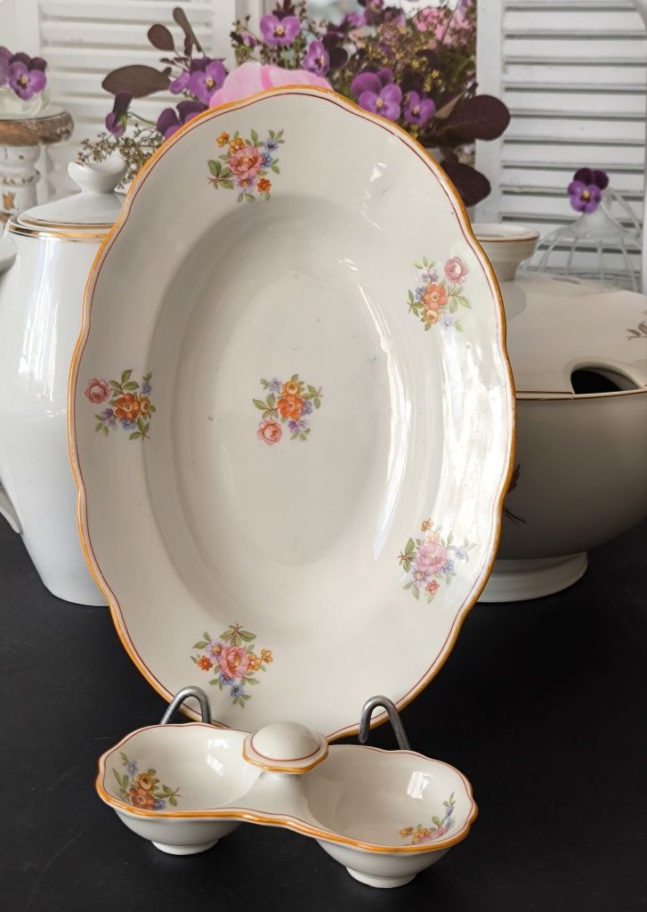 Półmisek + kabaret Chodzież piękna stara porcelana