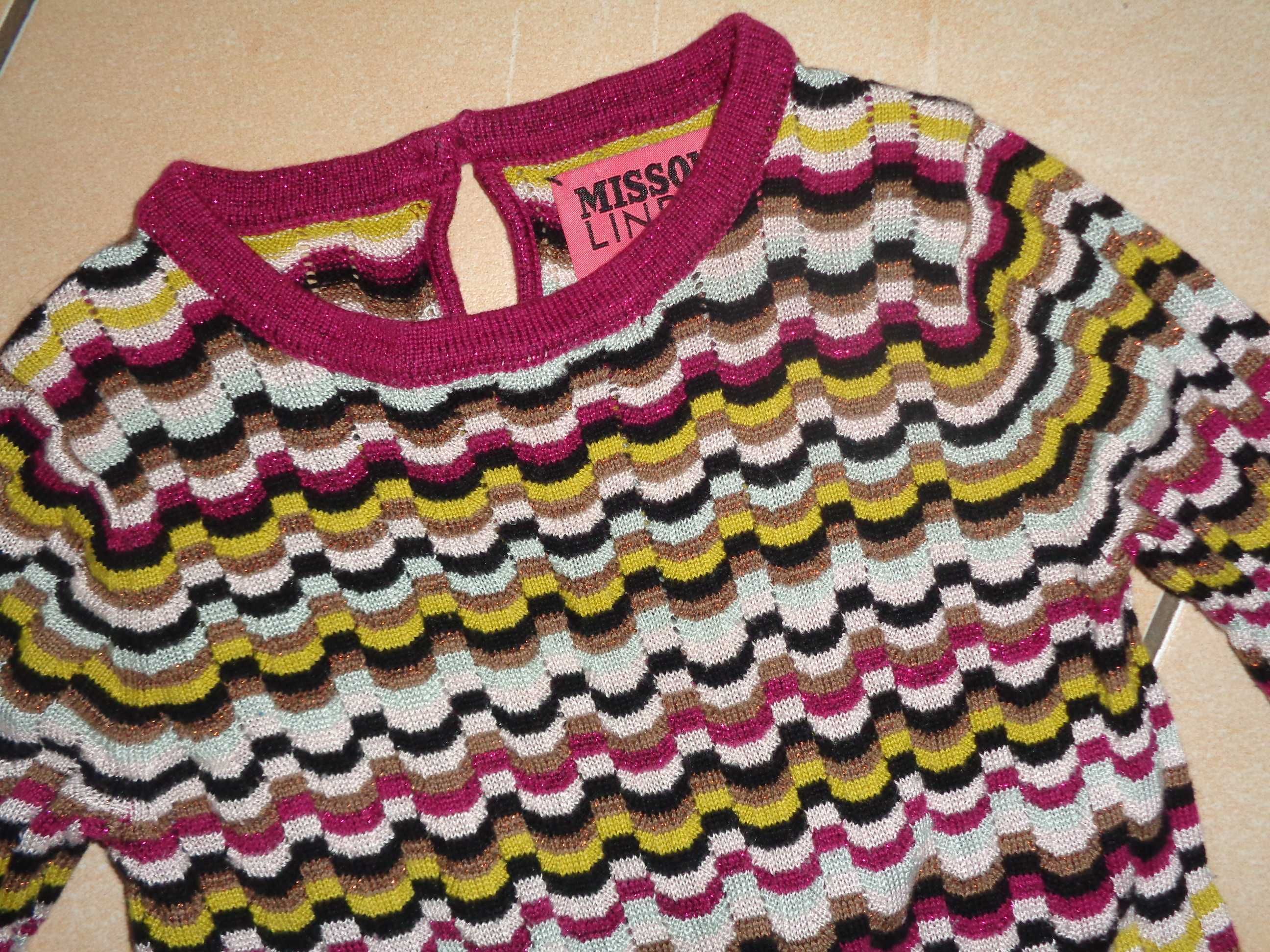 MISSONI Lindex kolorowa dzianinowa sukienka OKAZJA jak nowa 98 / 104