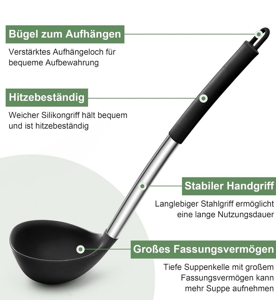 Chochla silikonowa Lava 31 cm czarna komplet 2 szt