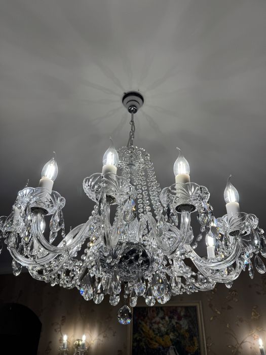 Хрустальна люстра на 12 лампочок, металік .