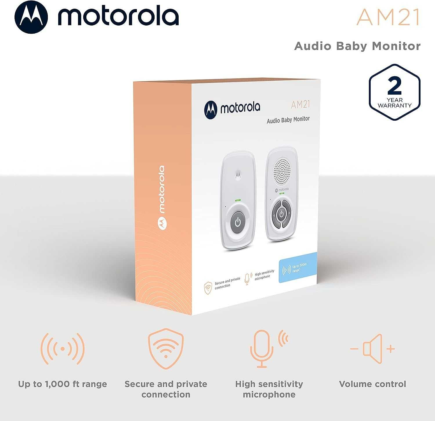 Niania elektroniczna Motorola biel AM21 Mikrofon Dziecięcy