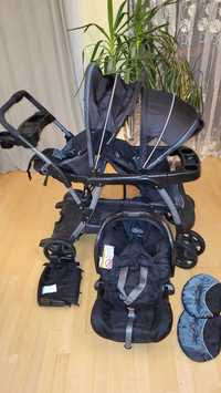 Wózek dziecięcy podwójny Graco 2grow + kompatybilne siodełko do auta