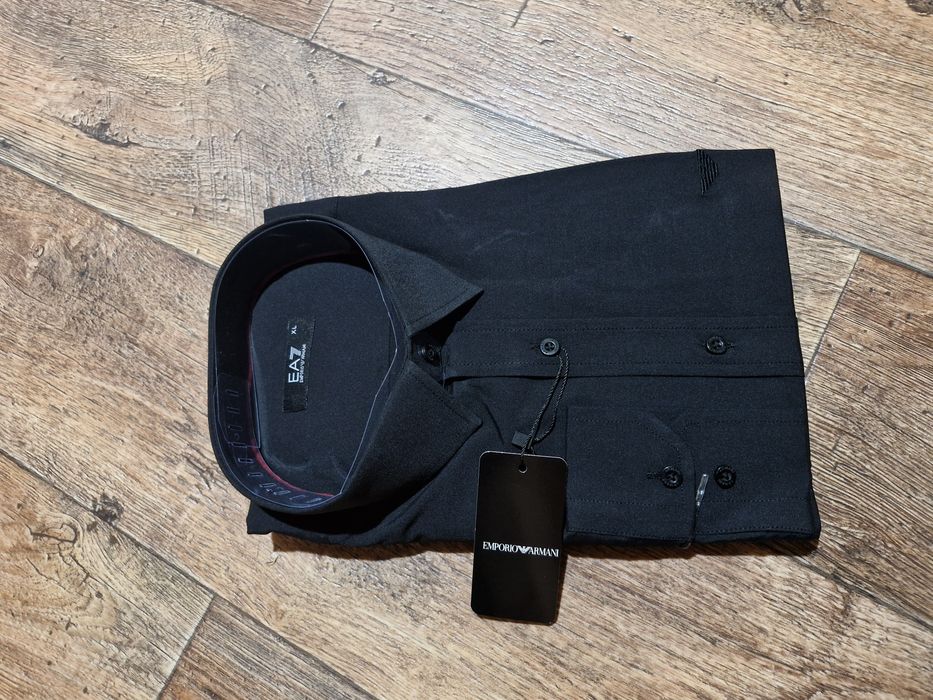 Ea7 męska elegancka koszula bawełna czarna xl 2xl metki długi rękaw