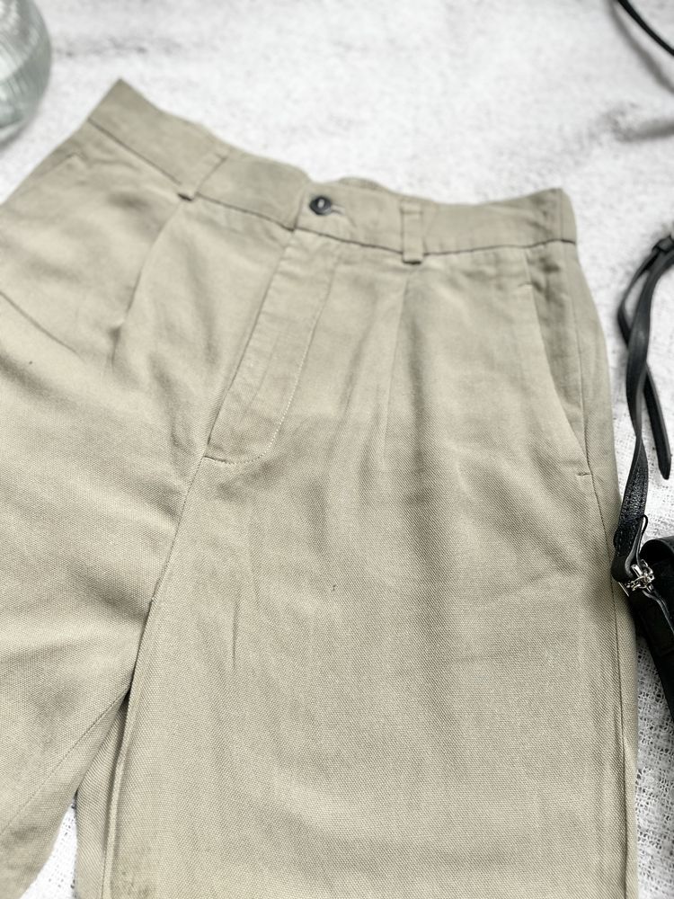 Spodnie cygaretki do kostek damskie z wysokim stanem zara khaki xs