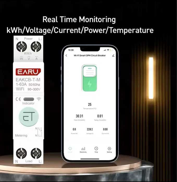Розумний Wi-Fi Автоматичний Вимикач 1-63A з енергомоніторингом