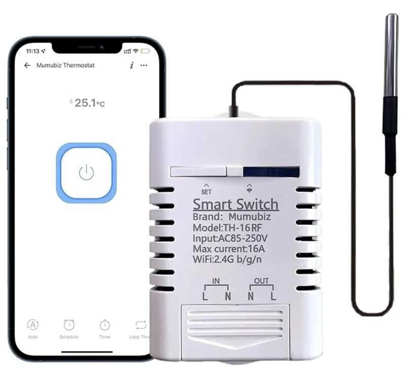Ewelink Smart TH-16RF Switch/WiFi+RF/Термоконтролер+датчик температури