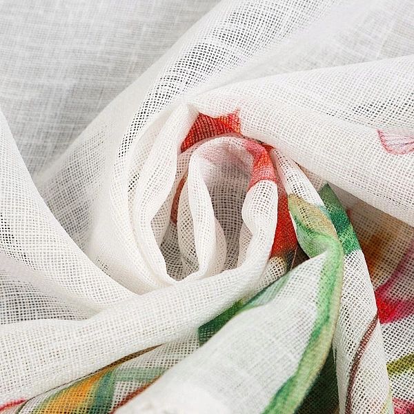 Firana STELLA 30x150 Gotowa Okienna na Taśmie z Koronką Kwiaty