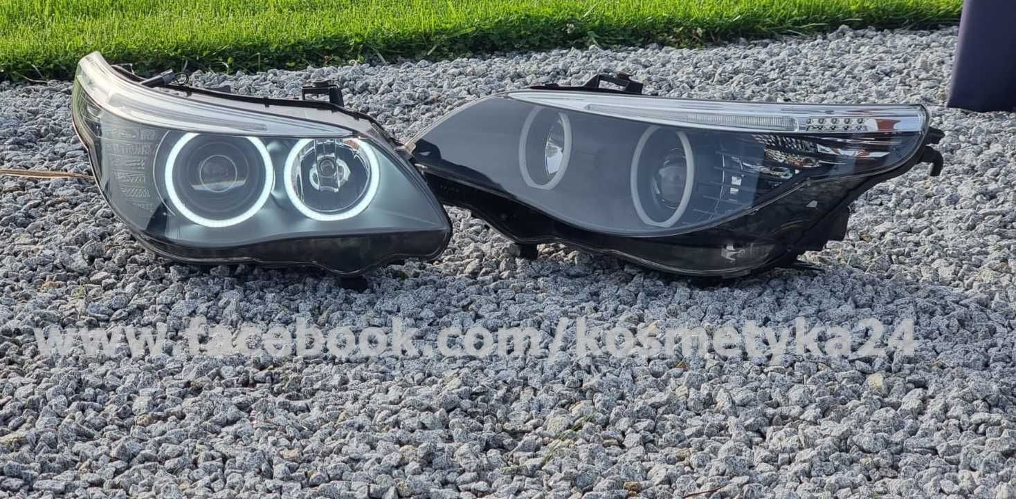 Reflektory lampy HELLA BMW E60 E61 Bi- Led ringi Cotton regenerowane