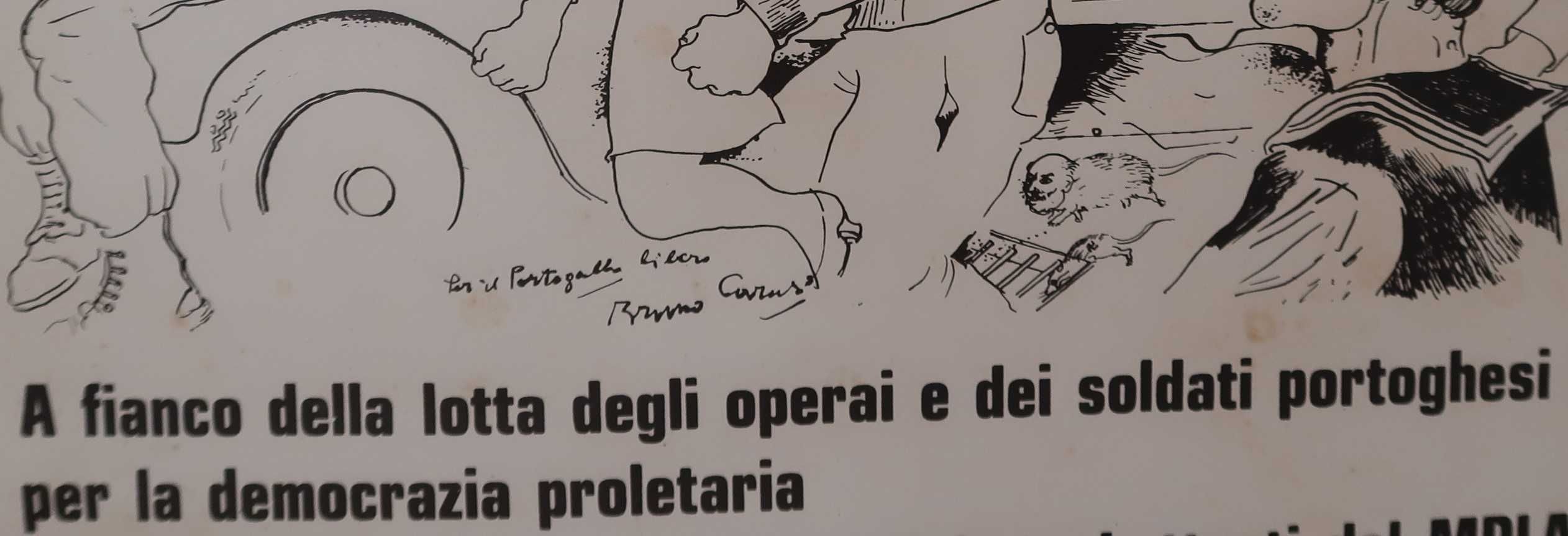 Cartaz manif solidariedade revolução Portugal 1974 Bruno Caruso Itália